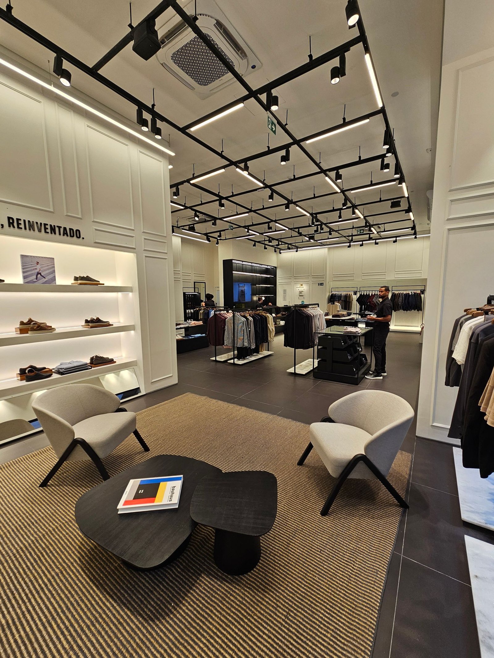 Modern retail store interior with tiled floor